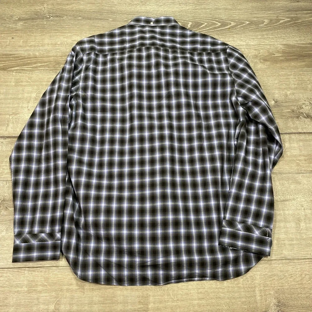 7 Diamonds Shirt Mens XL Blue Plaid Button Down Long Sleeve Higher Ground Casual